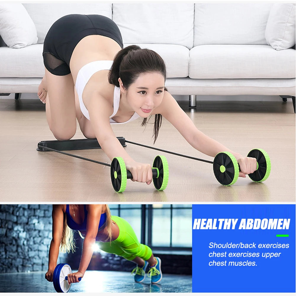 Ab Wheel Roller with Resistance Bands & Knee Mat – Home Gym Equipment